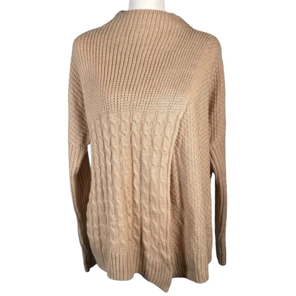 Xhilaration Cream Ivory High Neck Tight Cable Shawl knit Long Sleeve Sweater M
